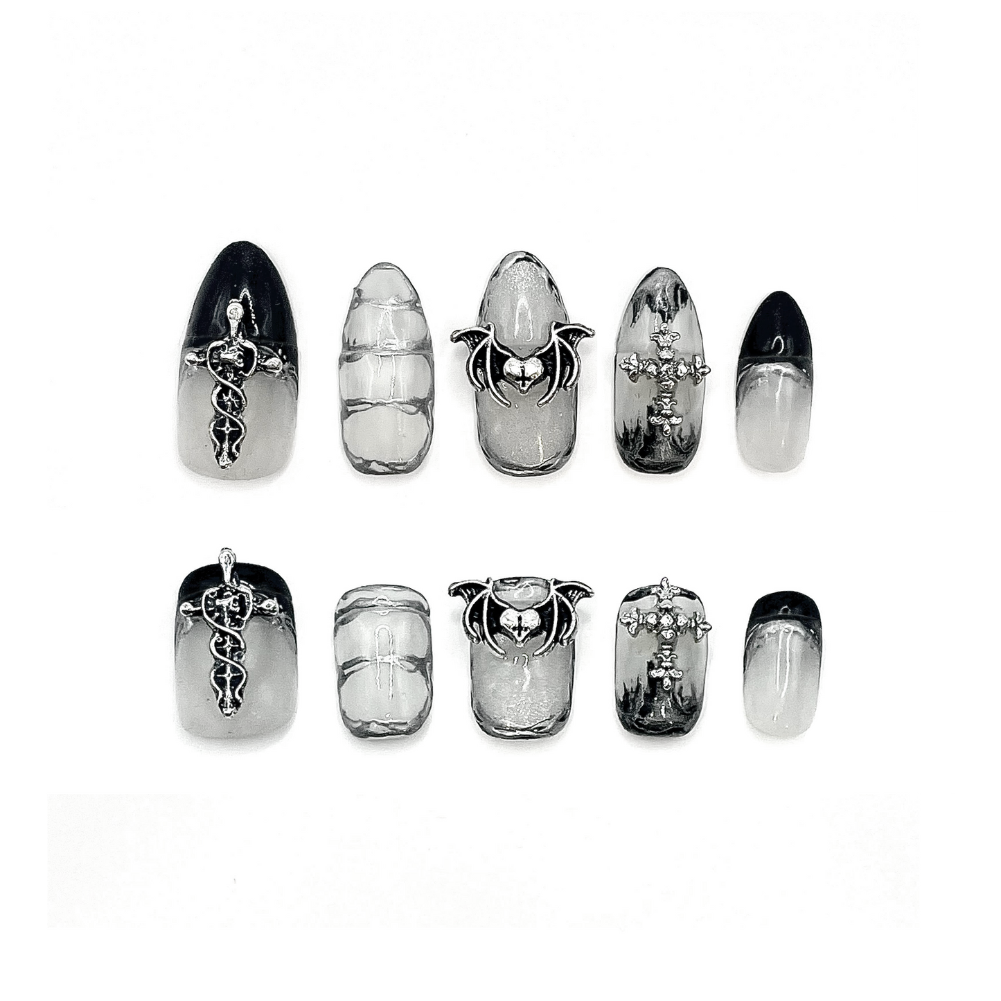 Chrome Witch Clip-on Nails